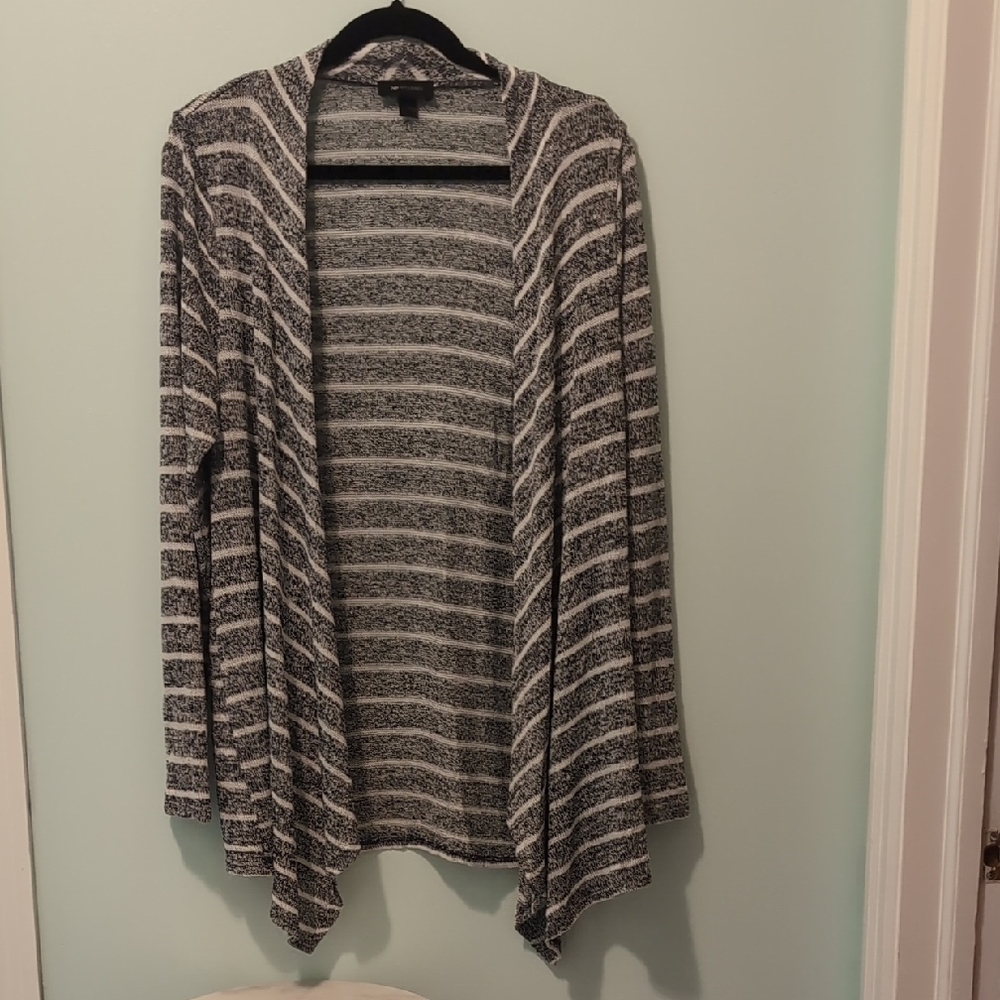 AB Studio Black and White Striped Cardigan
